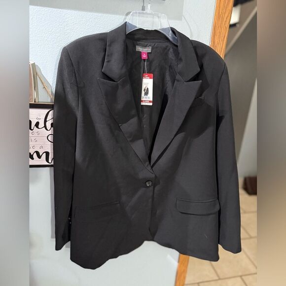 Vince Camuto Blazer Suit Jacket Women XL Black One Button Peak Lapel Pockets NWT - Picture 3 of 9